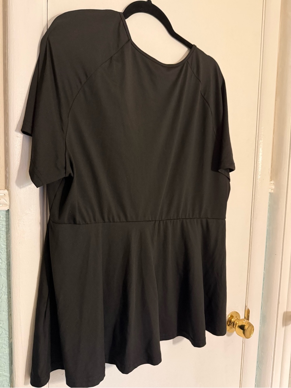 SHEIN Black Cutout Neck Peplum Blouse - Picture 3 of 4